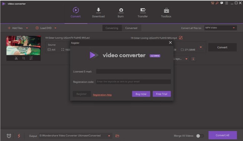 wondershare video converter registration key